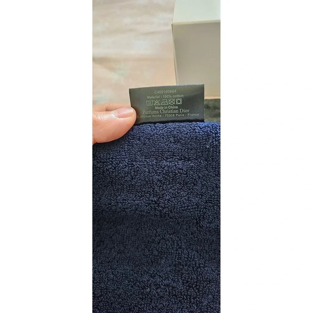 Dior Sauvage Men's Face Hand Towel Navy Blue Logo Cotton Authentic